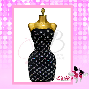 Barbie Mini Birthday Dress – Rhinestone Strapless Bodycon