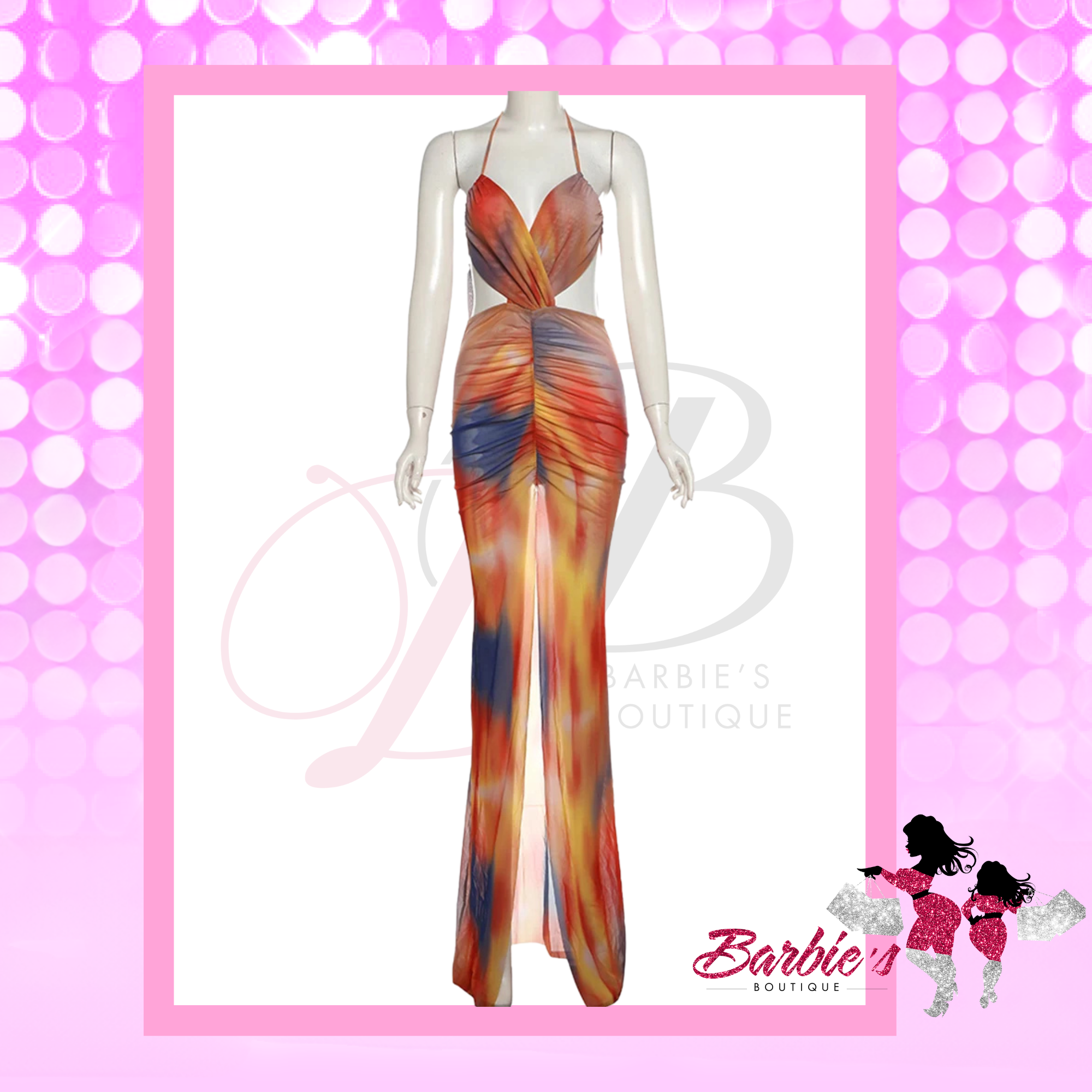 Barbie Sexy Mesh Dress – Irregular Ruched Gradient Bodycon Dress