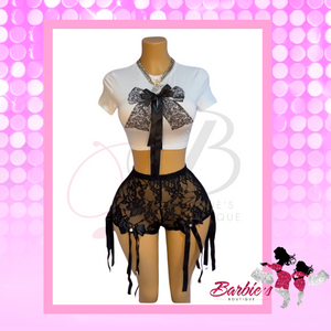 Barbie Sexy Lace Two-Piece – Festival Crop Top & Mini Shorts Set