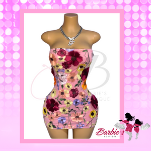 Barbie Floral Print Strapless Dress