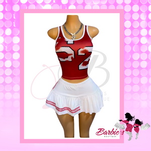 Barbie Sports Tennis Set – Striped Vest & Mini Skirt